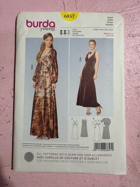 BN UNCUT BURDA 6857 DRESS SEWING PATTERN